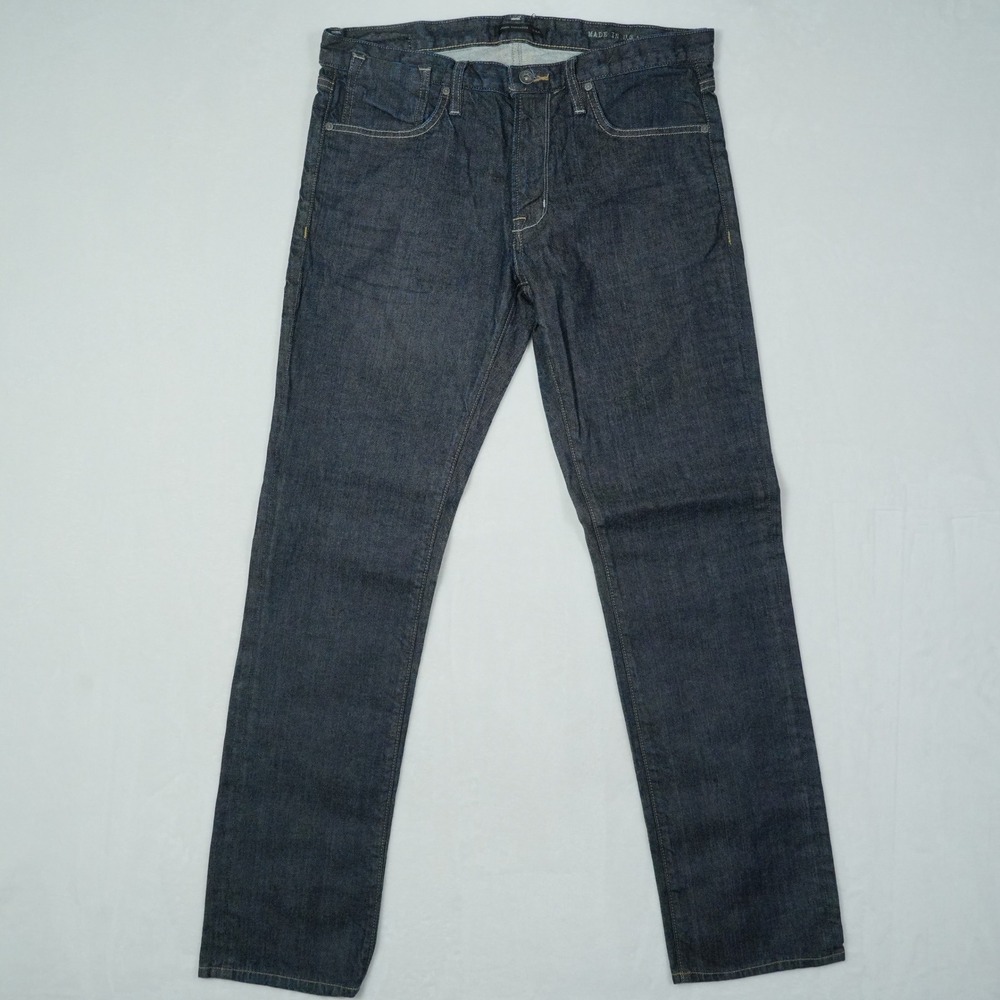 John Varvatos USA Bowery Slim Straight Jeans Dark Indigo Made in USA 34x32